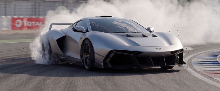 A silver sports car on the track